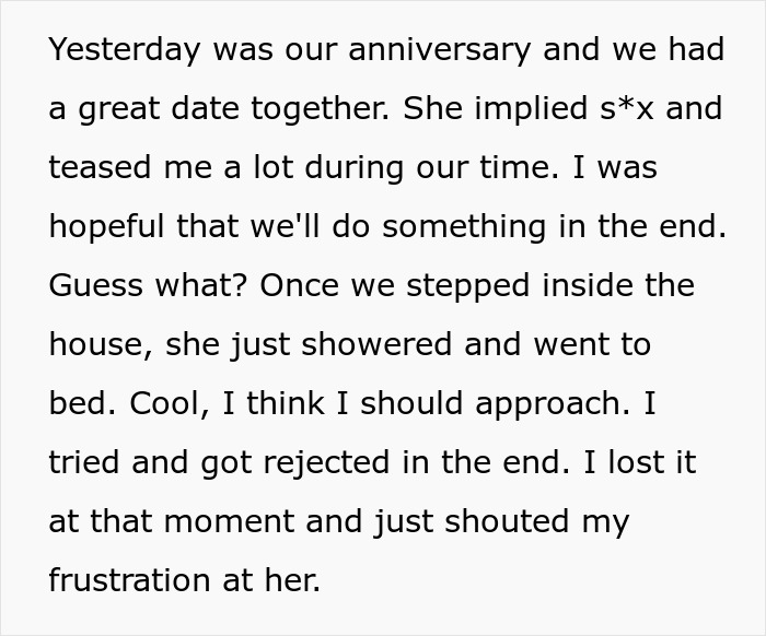 Text about a husband's frustration over a "dead bedroom" life and marital issues. Text about a husband's frustration over a "dead bedroom" life and marital issues.