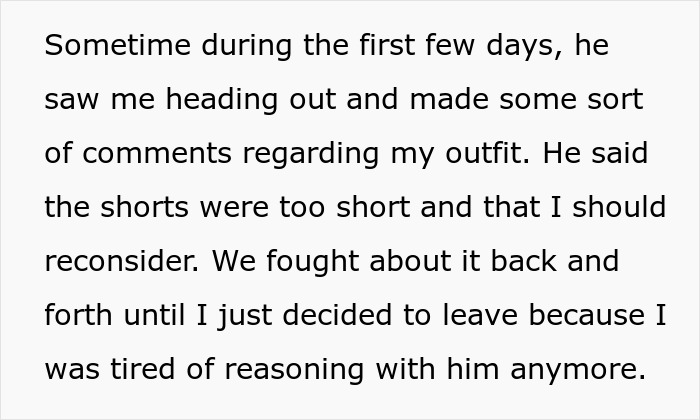 Text excerpt discussing stepdad's attempts to control a 27-year-old woman's choices in her own home. Text excerpt discussing stepdad's attempts to control a 27-year-old woman's choices in her own home.