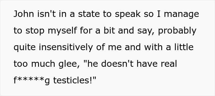 Text about a man being infertile shared in a surprising and insensitive manner. Text about a man being infertile shared in a surprising and insensitive manner.