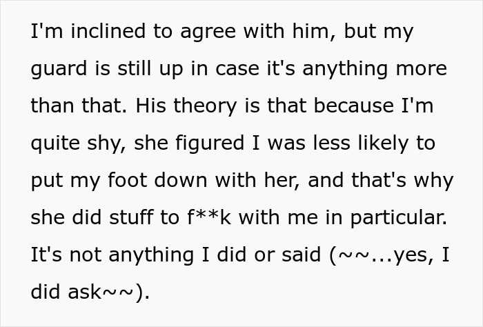 Text about a sister-in-law suggesting possible planned "accidents" due to shyness. Text about a sister-in-law suggesting possible planned "accidents" due to shyness.