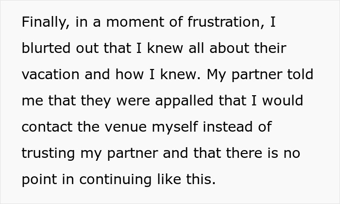 Text detailing frustration over a partner and "work spouse" situation in a sauna. Text detailing frustration over a partner and "work spouse" situation in a sauna.