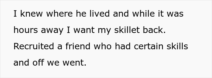 Text about a skillet retrieval mission involving a determined friend. Text about a skillet retrieval mission involving a determined friend.