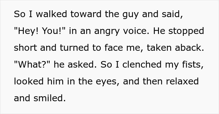 Text of a confrontation with an entitled moviegoer, describing an encounter with an angry voice and a tense moment. Text of a confrontation with an entitled moviegoer, describing an encounter with an angry voice and a tense moment.