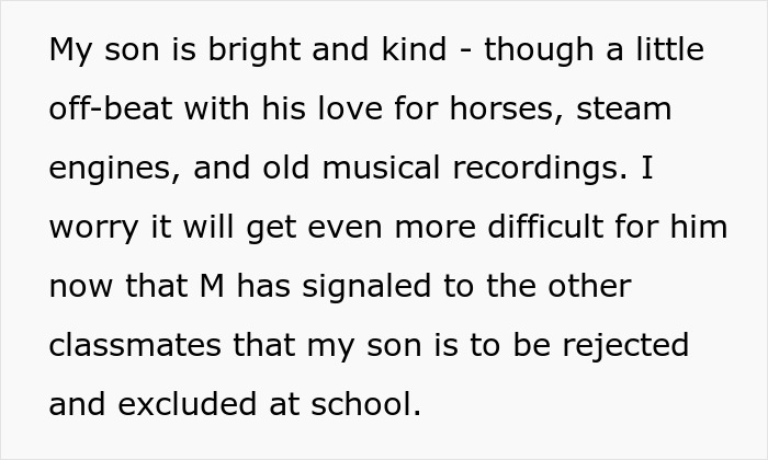 Text describes a child feeling excluded by classmates, highlighting challenges due to unique interests. Text describes a child feeling excluded by classmates, highlighting challenges due to unique interests.