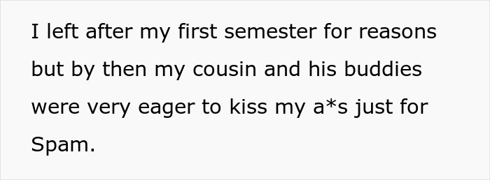 Text about leaving college, highlighting roommates eager to appease for Spam due to food-related tensions. Text about leaving college, highlighting roommates eager to appease for Spam due to food-related tensions.