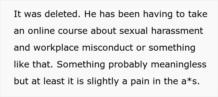 Text excerpt discussing workplace misconduct and harassment. Text excerpt discussing workplace misconduct and harassment.