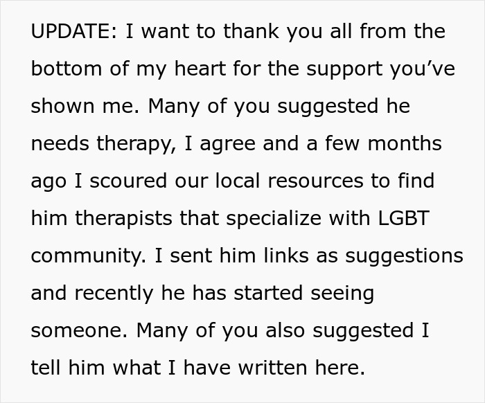 Text update expressing gratitude for support, mentioning friend regret and best friend confession about seeking therapy. Text update expressing gratitude for support, mentioning friend regret and best friend confession about seeking therapy.