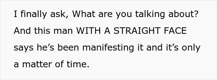 Text about a man manifesting a pregnancy, leaving woman confused during a birthday dinner. Text about a man manifesting a pregnancy, leaving woman confused during a birthday dinner.