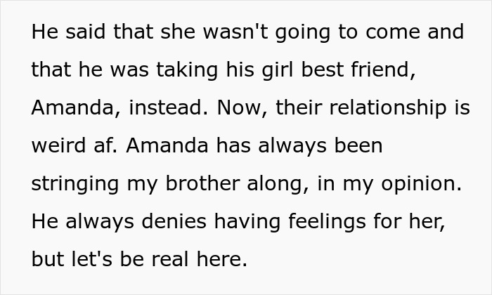 Brother chooses BFF over girlfriend for wedding invite; relationship dynamics questioned. Brother chooses BFF over girlfriend for wedding invite; relationship dynamics questioned.