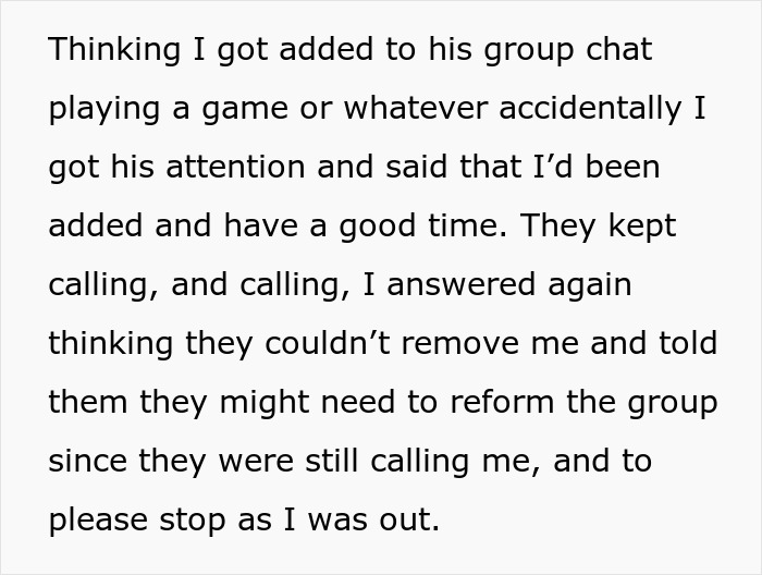 Text exchange about mistakenly joining a game chat and attempting to leave. Text exchange about mistakenly joining a game chat and attempting to leave.