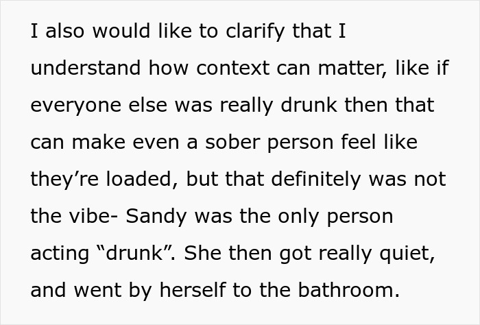 Text describing a work party scenario with an emphasis on a coworker's behavior. Text describing a work party scenario with an emphasis on a coworker's behavior.