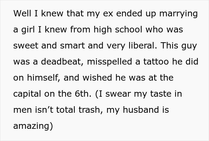 Text about a woman warning her ex's wife, who is pregnant, about his criminal record. Text about a woman warning her ex's wife, who is pregnant, about his criminal record.