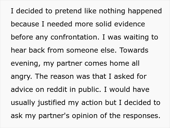 Text reveals a person seeking advice on Reddit after finding a photo of partner and 'work spouse' in a sauna. Text reveals a person seeking advice on Reddit after finding a photo of partner and 'work spouse' in a sauna.