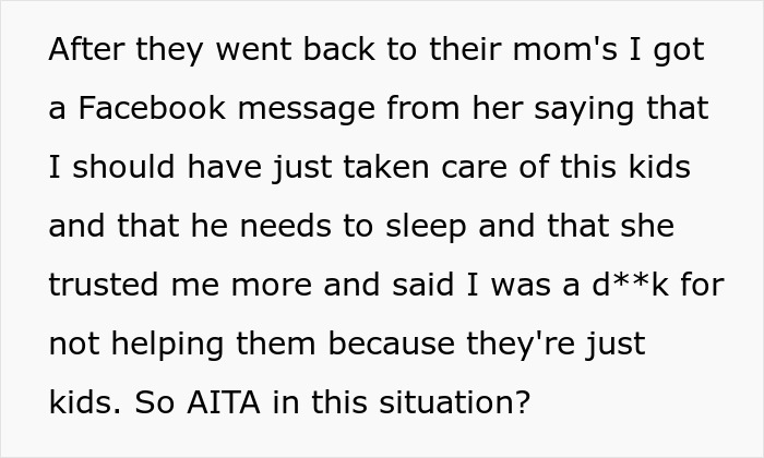 Text about parenting conflict; roommate refuses responsibility for locked-out kids.