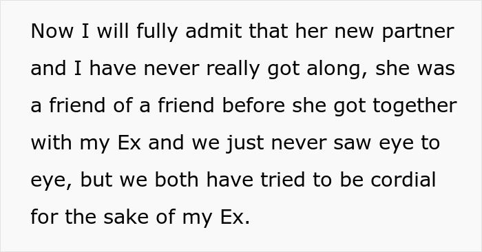 Text discussing relationship tensions with partner’s new baby. Text discussing relationship tensions with partner’s new baby.