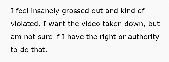 Text expressing discomfort about a coworker's internet trend involving her photo. Text expressing discomfort about a coworker's internet trend involving her photo.