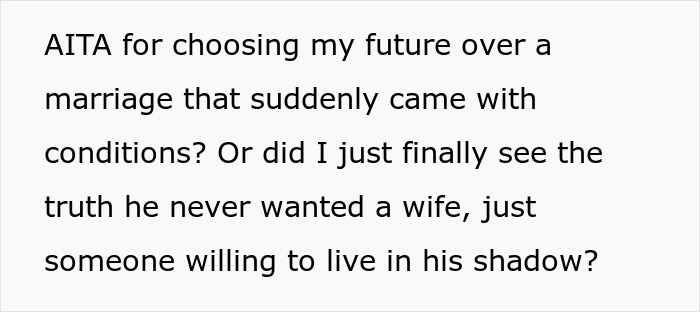 Text discussing refusing a promotion for a husband, questioning marriage conditions and future choices. Text discussing refusing a promotion for a husband, questioning marriage conditions and future choices.
