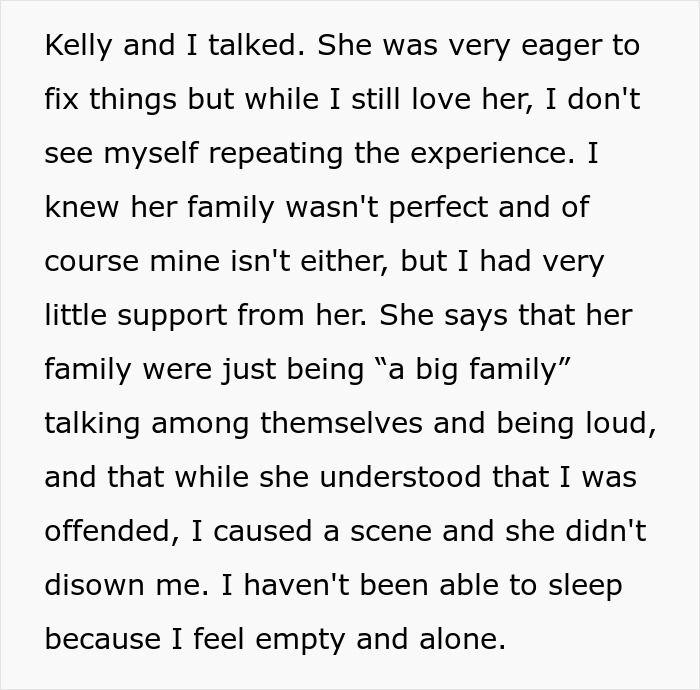 Text about a man feeling empty and alone after canceling his wedding due to in-laws’ drunken behavior. Text about a man feeling empty and alone after canceling his wedding due to in-laws’ drunken behavior.