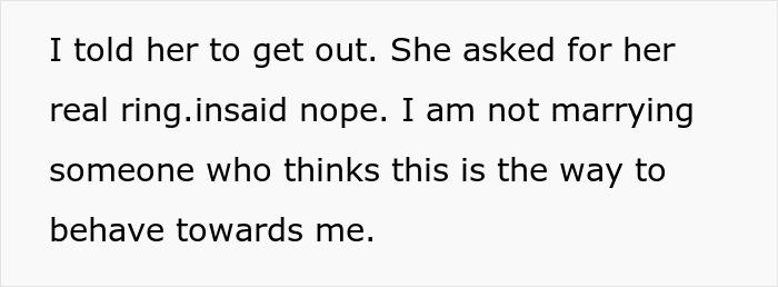 Text exchange discussing a swapped ring, highlighting relationship issues and a broken engagement. Text exchange discussing a swapped ring, highlighting relationship issues and a broken engagement.