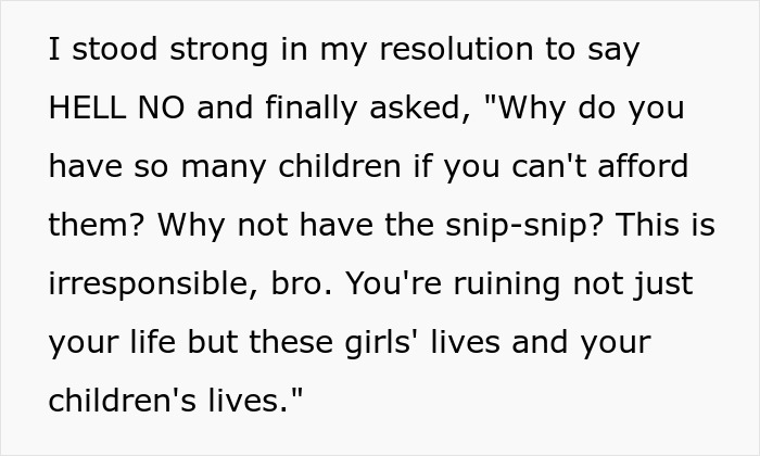 Text questioning responsibility of man with many children, urging accountability. Text questioning responsibility of man with many children, urging accountability.