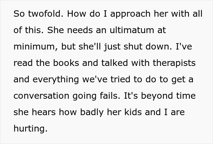 Text about a dad struggling with how to handle his wife's mental illness and its impact on their kids. Text about a dad struggling with how to handle his wife's mental illness and its impact on their kids.