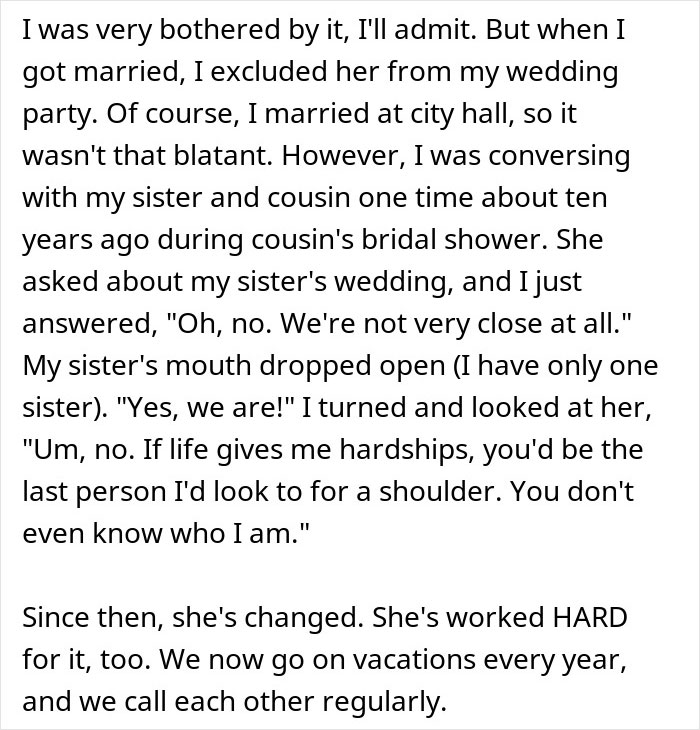 Text discussing refusing wedding assistance due to not being chosen as a bridesmaid. Text discussing refusing wedding assistance due to not being chosen as a bridesmaid.
