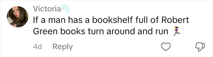 Comment about judging people by the books on their shelf, specifically Robert Greene's books. Comment about judging people by the books on their shelf, specifically Robert Greene's books.