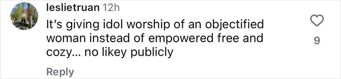 Instagram comment criticizing Kim Kardashian’s Times Square bikini doll. Instagram comment criticizing Kim Kardashian’s Times Square bikini doll.