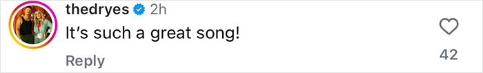Comment praising Dolly Parton's heartbreaking song, with 42 likes. Comment praising Dolly Parton's heartbreaking song, with 42 likes.