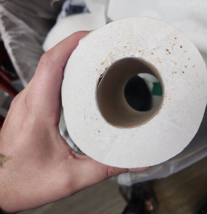 Toilet paper held by hand, possibly showing hidden needle marks in public restrooms. Toilet paper held by hand, possibly showing hidden needle marks in public restrooms.