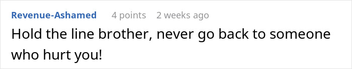 Comment about a man's relationship advice from a user, supporting his decision to move on. Comment about a man's relationship advice from a user, supporting his decision to move on.