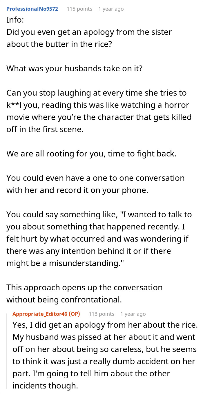Chat discussion about possible planned accidents with sister-in-law. Chat discussion about possible planned accidents with sister-in-law.