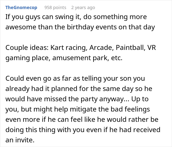 Text offering solutions after a child is excluded from a birthday party, suggesting alternative fun activities. Text offering solutions after a child is excluded from a birthday party, suggesting alternative fun activities.