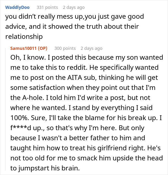 Dating Advice To Younger Son Accidentally Leads To Eldest’s Breakup As The GF Realized Her Worth Dating Advice To Younger Son Accidentally Leads To Eldest’s Breakup As The GF Realized Her Worth