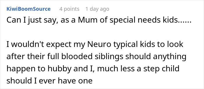 Comment on caregiving responsibilities for stepsiblings in a family discussion post. Comment on caregiving responsibilities for stepsiblings in a family discussion post.