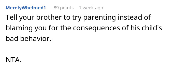 Comment discussing parenting and discipline related to child's behavior. Comment discussing parenting and discipline related to child's behavior.