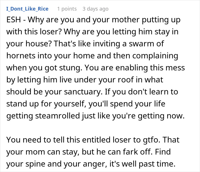 Text describing advice on dealing with controlling stepdad in one's own house. Text describing advice on dealing with controlling stepdad in one's own house.