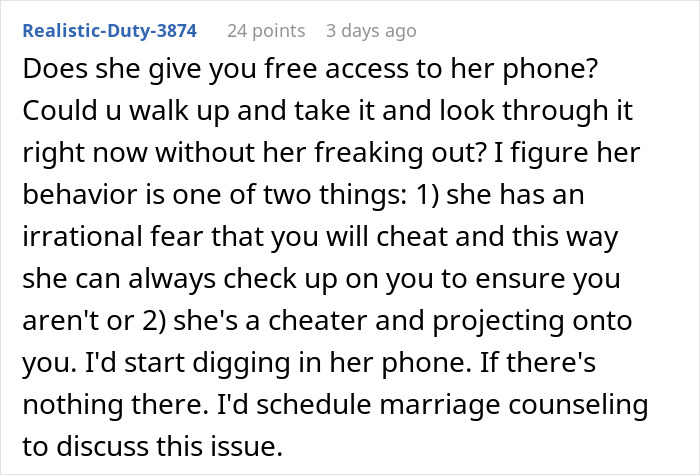 Text discussing monitoring of spending and phone camera roll in a relationship. Text discussing monitoring of spending and phone camera roll in a relationship.