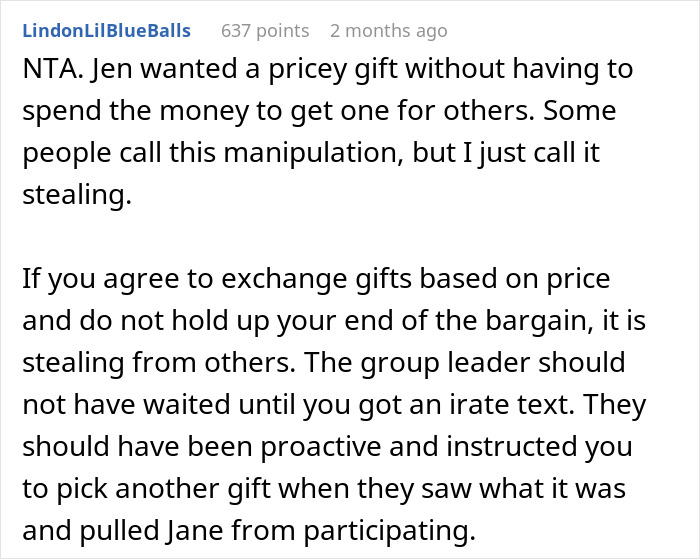 Text discussing a club drama over a lady swindling in a gift exchange, leading to her expulsion. Text discussing a club drama over a lady swindling in a gift exchange, leading to her expulsion.