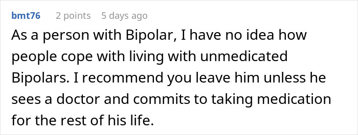 Comment discusses bipolar management and advice on medication in response to pregnancy announcement incident. Comment discusses bipolar management and advice on medication in response to pregnancy announcement incident.