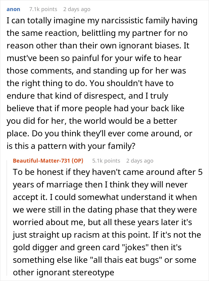 Discussion about dealing with racist comments towards a Thai wife on a social media platform. Discussion about dealing with racist comments towards a Thai wife on a social media platform.