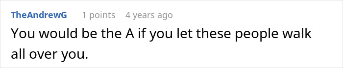 Text comment discussing babysitting demands and standing up for oneself. Text comment discussing babysitting demands and standing up for oneself.