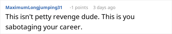 Forum comment discussing karma and career sabotage in response to stolen work. Forum comment discussing karma and career sabotage in response to stolen work.