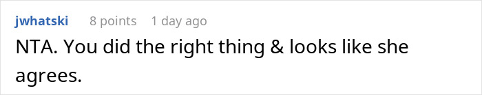 Reddit comment saying neighbor agreed with dating her husband situation. Reddit comment saying neighbor agreed with dating her husband situation.