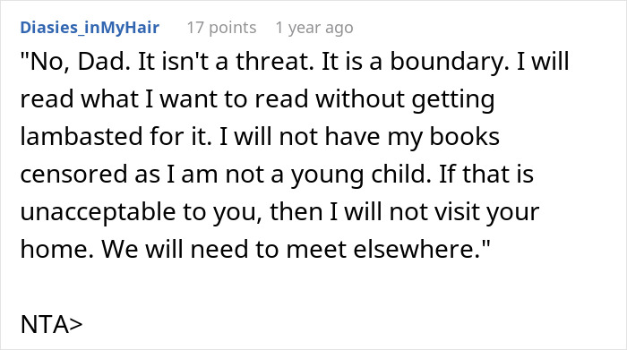 Stepmom Tries To Censor What 16YO Reads, He Decides Not To Visit His Dad Anymore Stepmom Tries To Censor What 16YO Reads, He Decides Not To Visit His Dad Anymore
