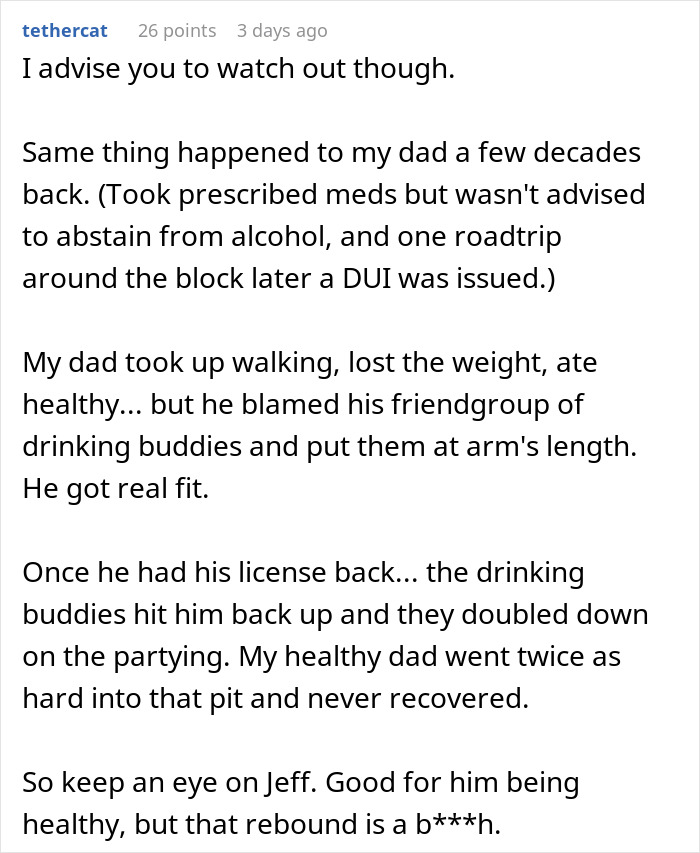 Text story about losing a license leading to weight loss and healthier lifestyle changes. Text story about losing a license leading to weight loss and healthier lifestyle changes.