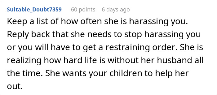 Online comment discussing stepmom's involvement in husband's kids' lives and bio mom's opposing stance, creating drama. Online comment discussing stepmom's involvement in husband's kids' lives and bio mom's opposing stance, creating drama.