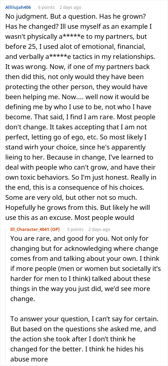 A conversation about a man’s criminal record and past behavior, involving his ex and current wife. A conversation about a man’s criminal record and past behavior, involving his ex and current wife.