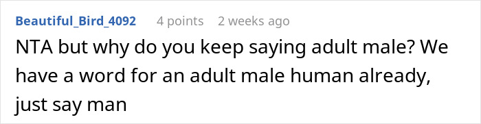 Reddit user comment about terminology for adult males. Reddit user comment about terminology for adult males.