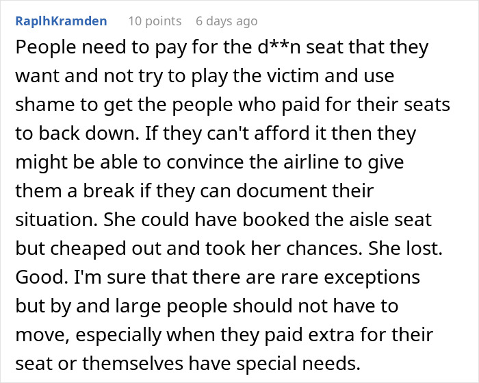 Passenger seat conflict over handicapped grandma accusation in online comment thread.
Passenger seat conflict over handicapped grandma accusation in online comment thread.
